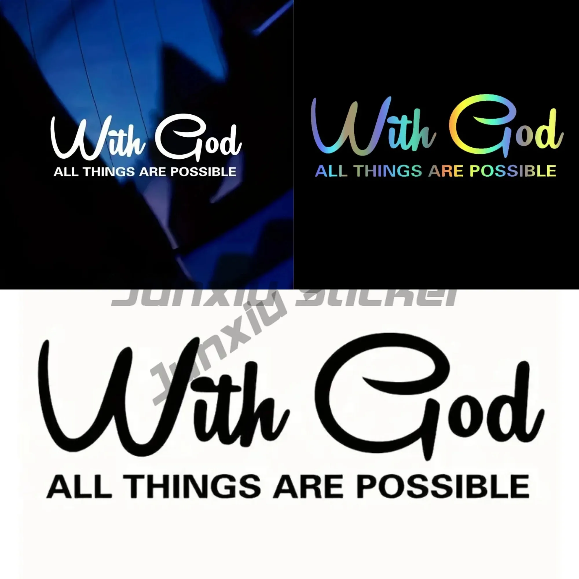 WITH GOD ALL THINGS ARE POSSIBLE Car Sticker, Motorcycle Window Decals Classic Christian Car Racing Truck Laptop Accessory