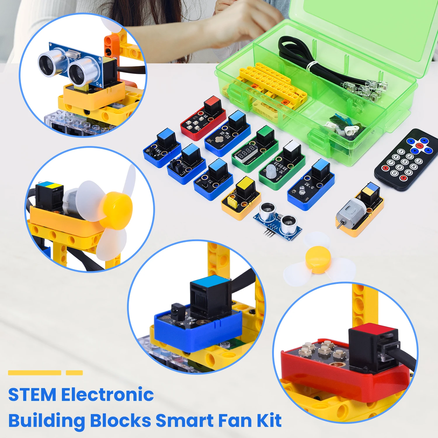 Keyestudio STEM Electronic Building Blocks Smart Fan Programmable Starter Kit Compatible With Lego For Arduino UNO&ESP32 Project