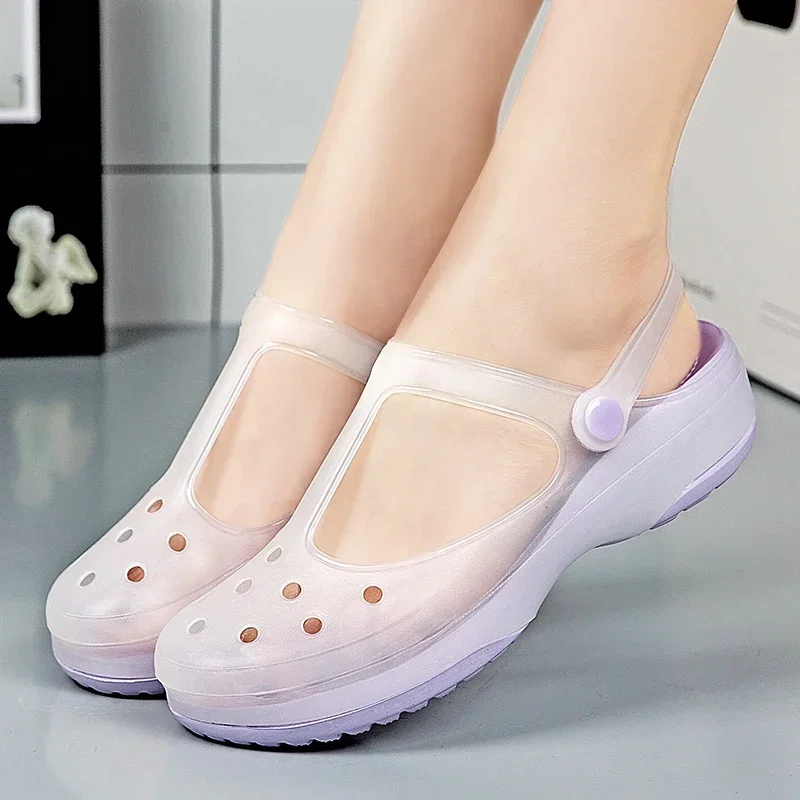 

Women's Sandals Summer Hollow Breathable Nursing Shoes Platform Slippers Flat Shoes Fashion Work Comfortable Beach Shoes 2025