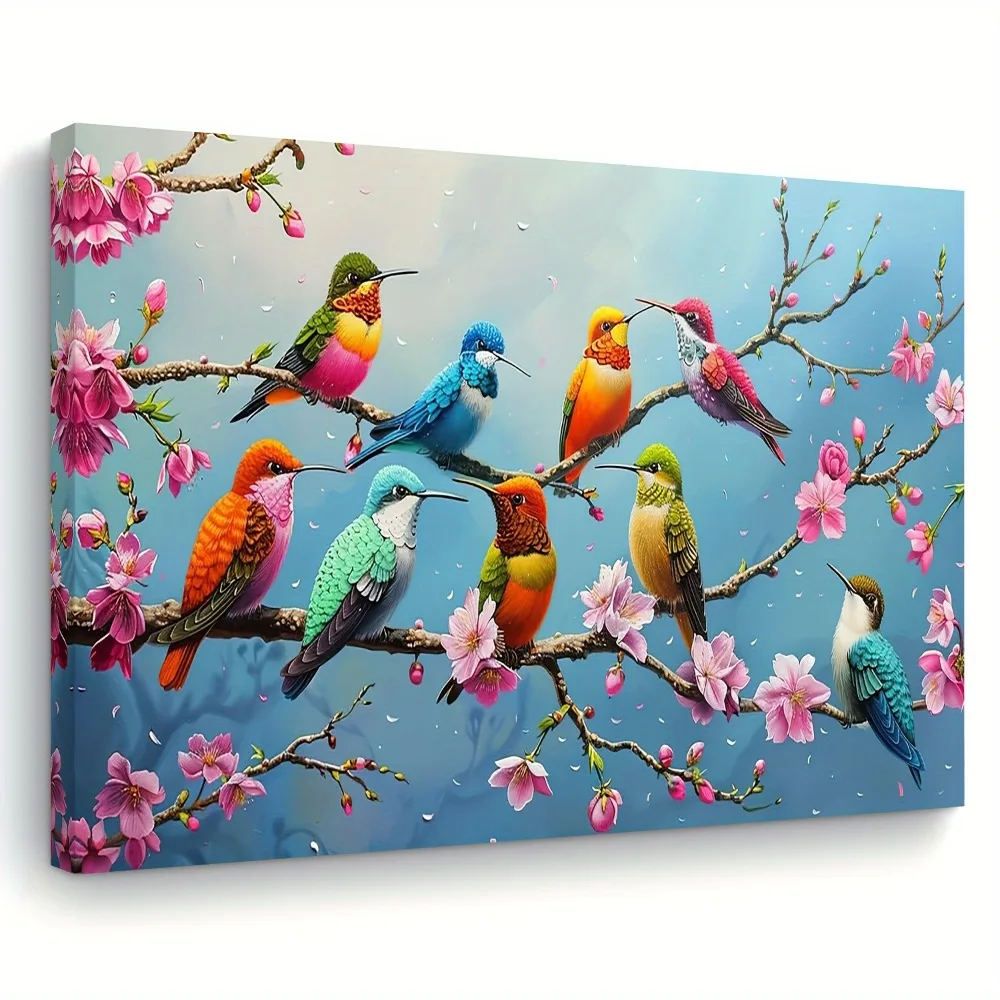 

1.5 "thickness, interior decoration art, wall decoration, home decor, charming hummingbird canvas art