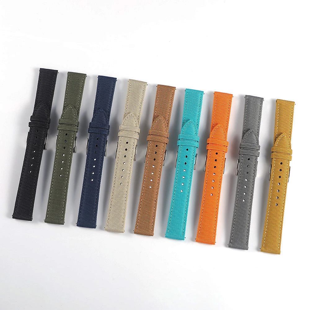 مقاوم للماء Sailcloth حزام (استيك) ساعة الإفراج السريع حزام ساعة اليد 18 مللي متر 19 مللي متر 20 مللي متر 21 مللي متر 22 مللي متر 24 مللي متر النايلون حزام الساعات ل بلانكبين ل أوميغا