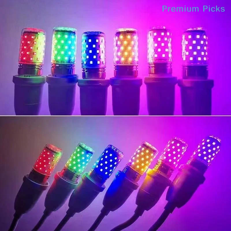 portableBulb E27 LED Colorful Corn Bulb 12W Pink Red Blue Green Purple Golden 7Colors Lamp AC 220V Bulb Chandelier Decoration