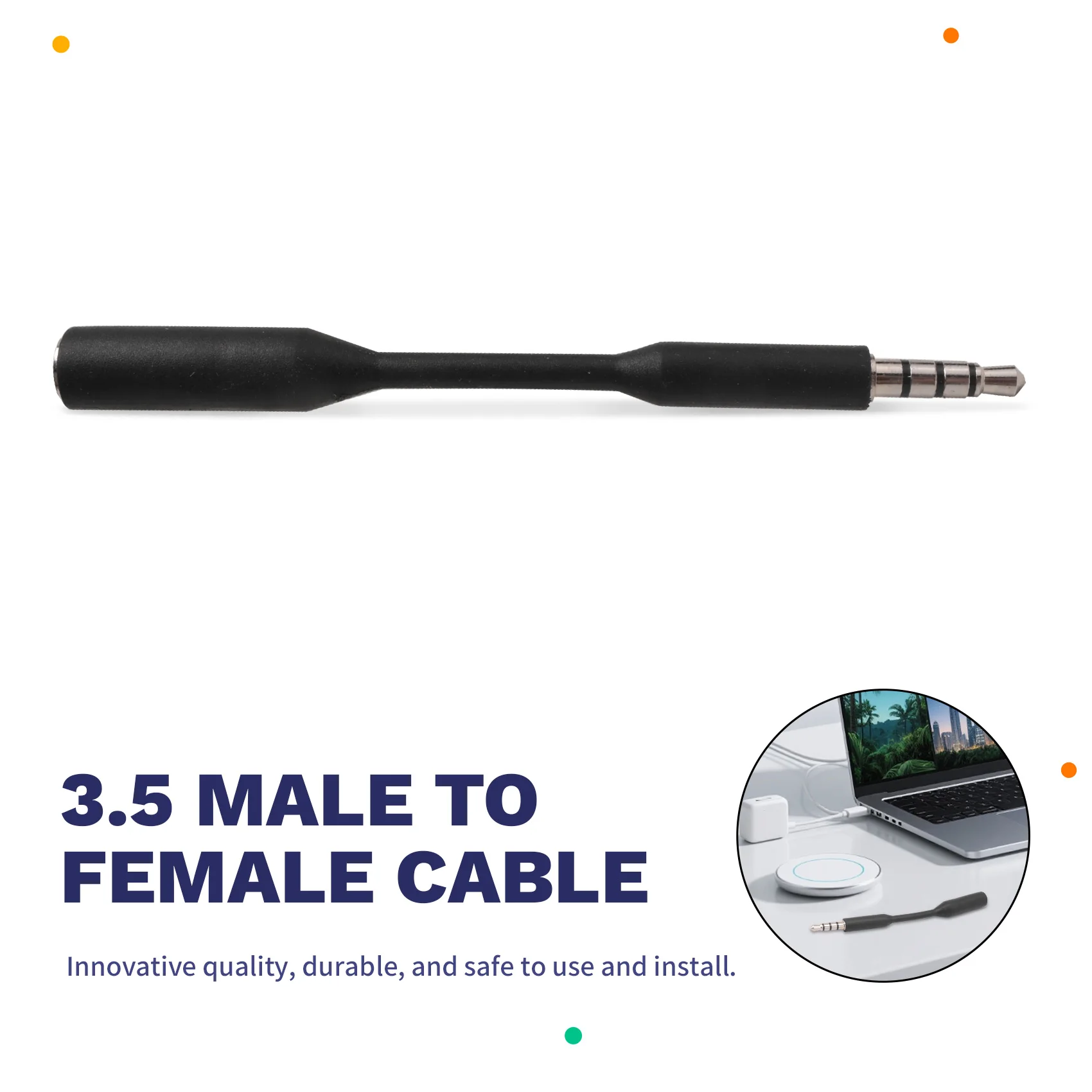 AA60 3.5mm Audio Extension Cable Male to Female Earphone Extender Jack for Smartphone Tablet 10cm