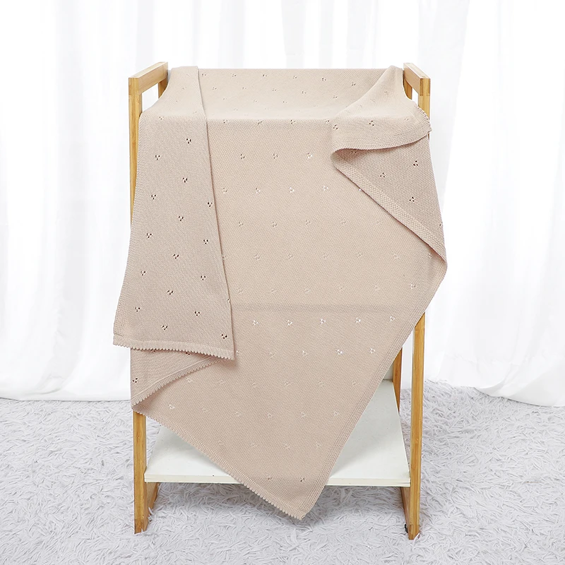 Algodão De Malha Cobertores De Bebê, Recém-nascido Menino Menina Cama Quilt, Criança Stroller Swaddling, Xadrez Sólido, Infantil Soft Sleep Covers, 100x80cm