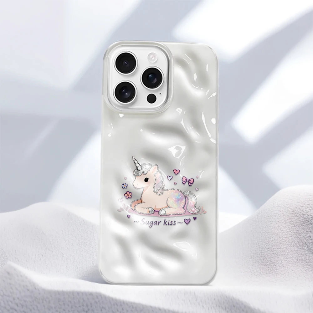 Funda de Teléfono con Estampado de Unicornio Rosa y Beso de Azúcar, Linda Funda de Hada para iPhone 18 17 16 15 14 13 12 11 Pro Max Plus Air, Funda de TPU Suave