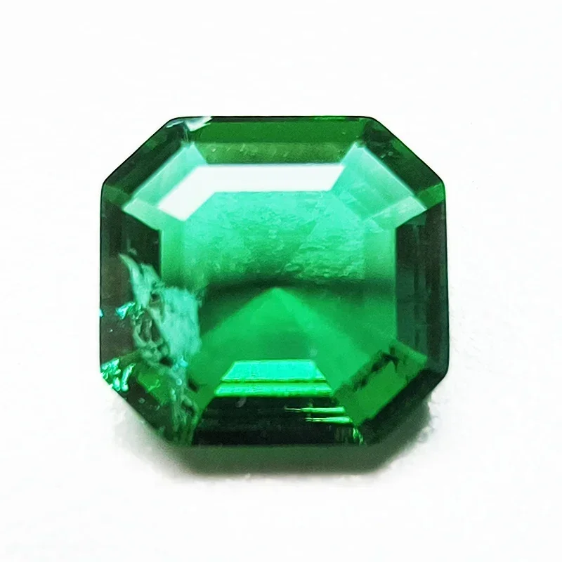 

Lab Grown Zambian Emerald Hydrothermal Asscher Cutting Hand Cut with Cracks Inclusions Inside Selectable AGL Certificate