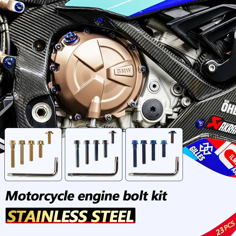 

For BMW S1000RR S1000R S1000XR General Screw -Stainless Steel Engine Bolts Motorcycle Parts crankcase Replaces OE Bolt Anti-Rust