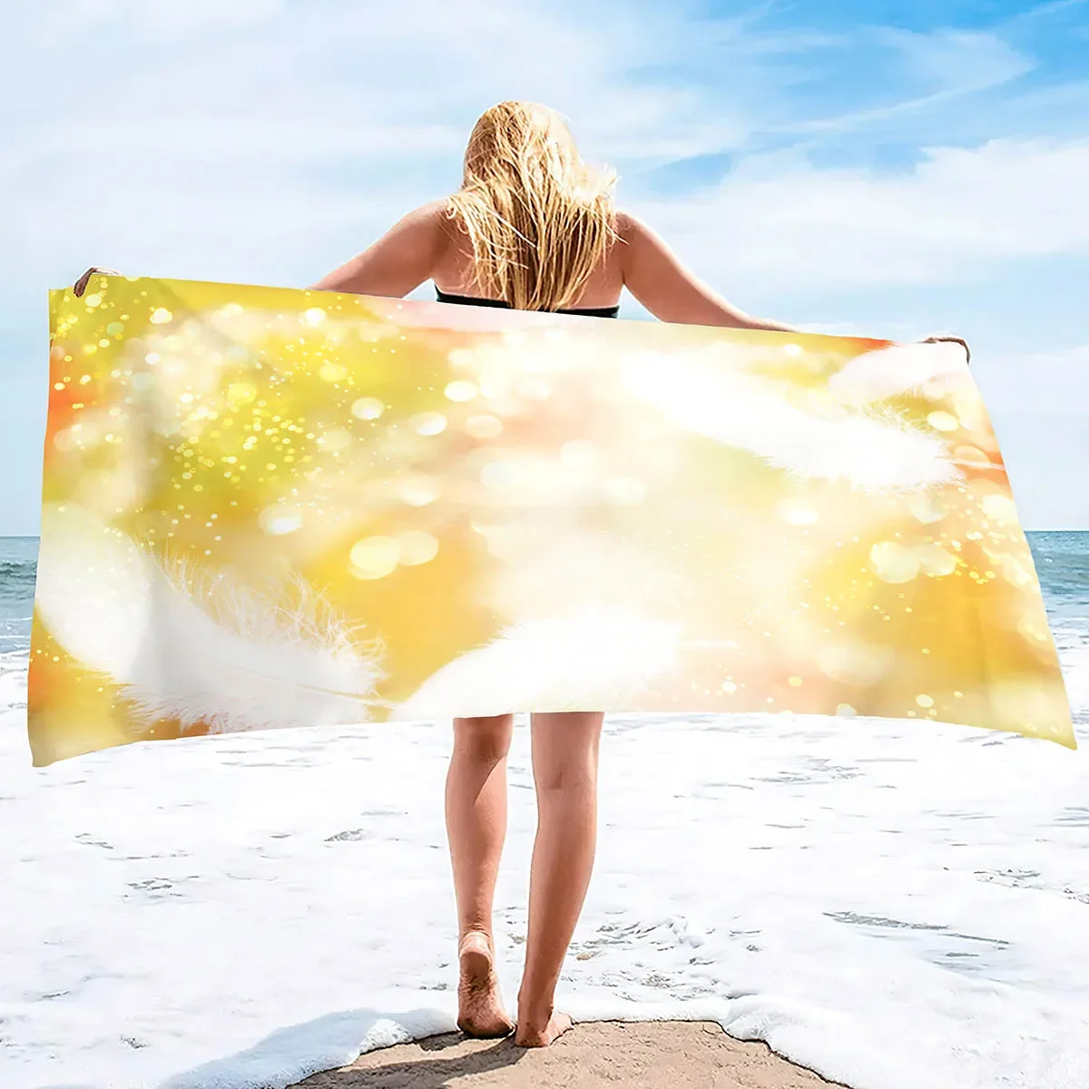 Beautiful Feathers Painting Print Soft Highly Absorbent Large Decorative Guest Beach Towels Multipurpose for Bathroom,Hotel,Gym