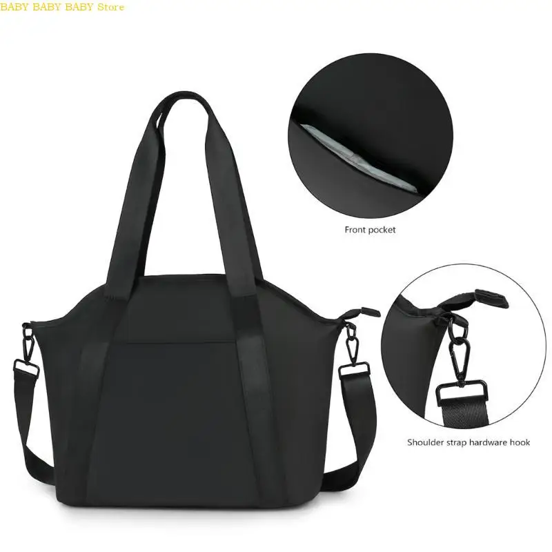

Q81A Handbag Pushchair Hanging Bag Shoulder Bags Crossbody Bag for Women Large Capacity Mom Bag Travel Soft Diaper Bag Black