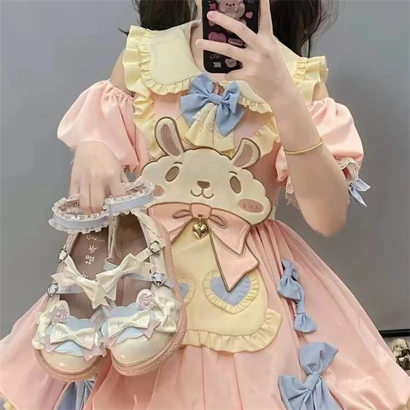 Simpatiche scarpe Lolita in pelle Pu Jk ragazze carine testa tonda principessa dolce ragazza scarpe Kawaii morbide scarpe da donna gotiche universitarie per studenti