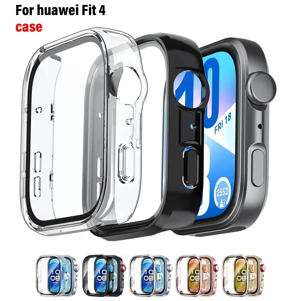 Чехол из закаленного стекла + чехол для Huawei Watch Fit 4, универсальный бампер для ПК, защитные чехлы для экрана Huawei Watch Fit 4, аксессуары