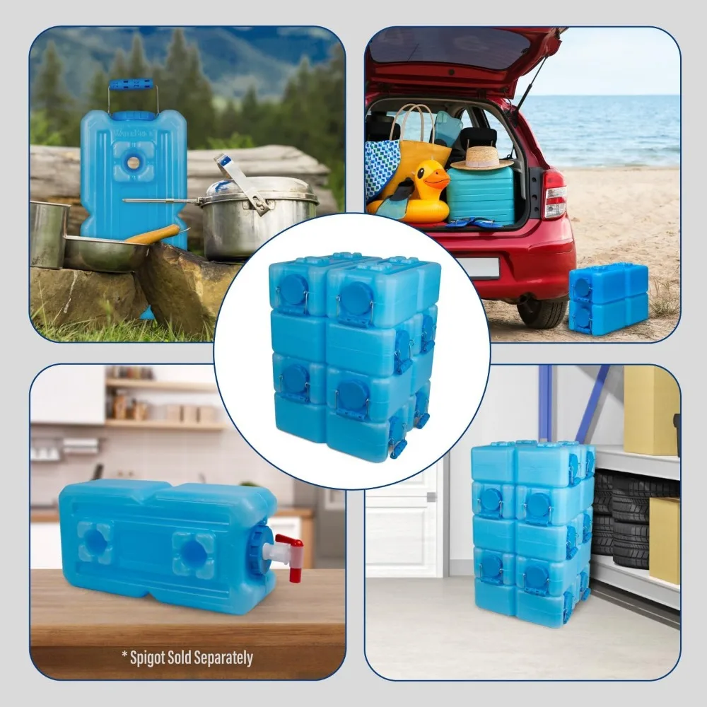 Emergency 6-Piece Stackable 3.5 Gallon Water Storage Containers | Durable and Compact for Disaster Preparedness