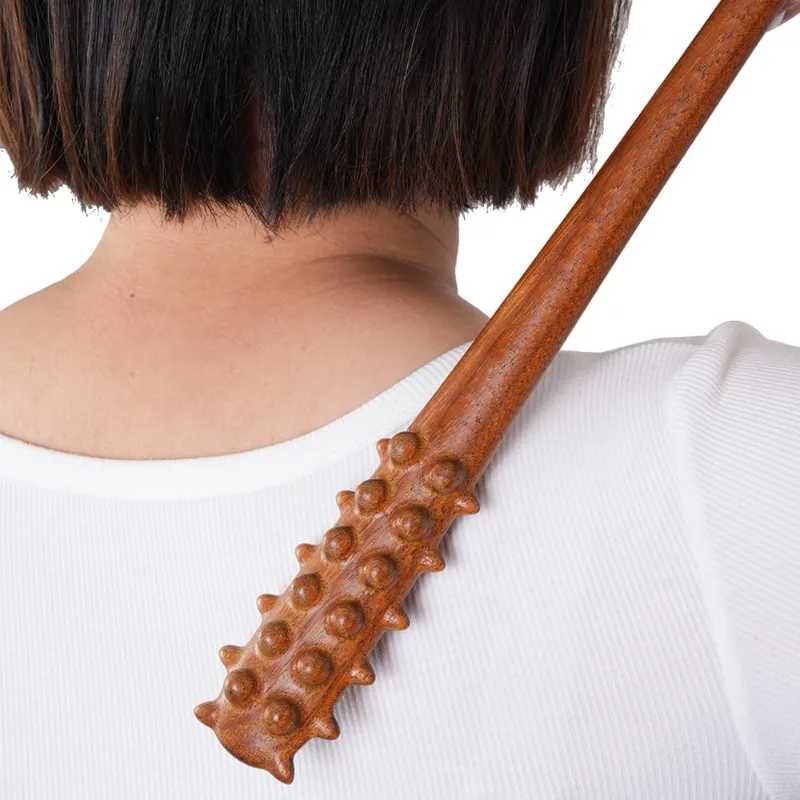 Solid Wood Massage Stick With Spikes - Fitness Body Percussion & Acupressure Mallet For Muscle Relief, Back Scratcher