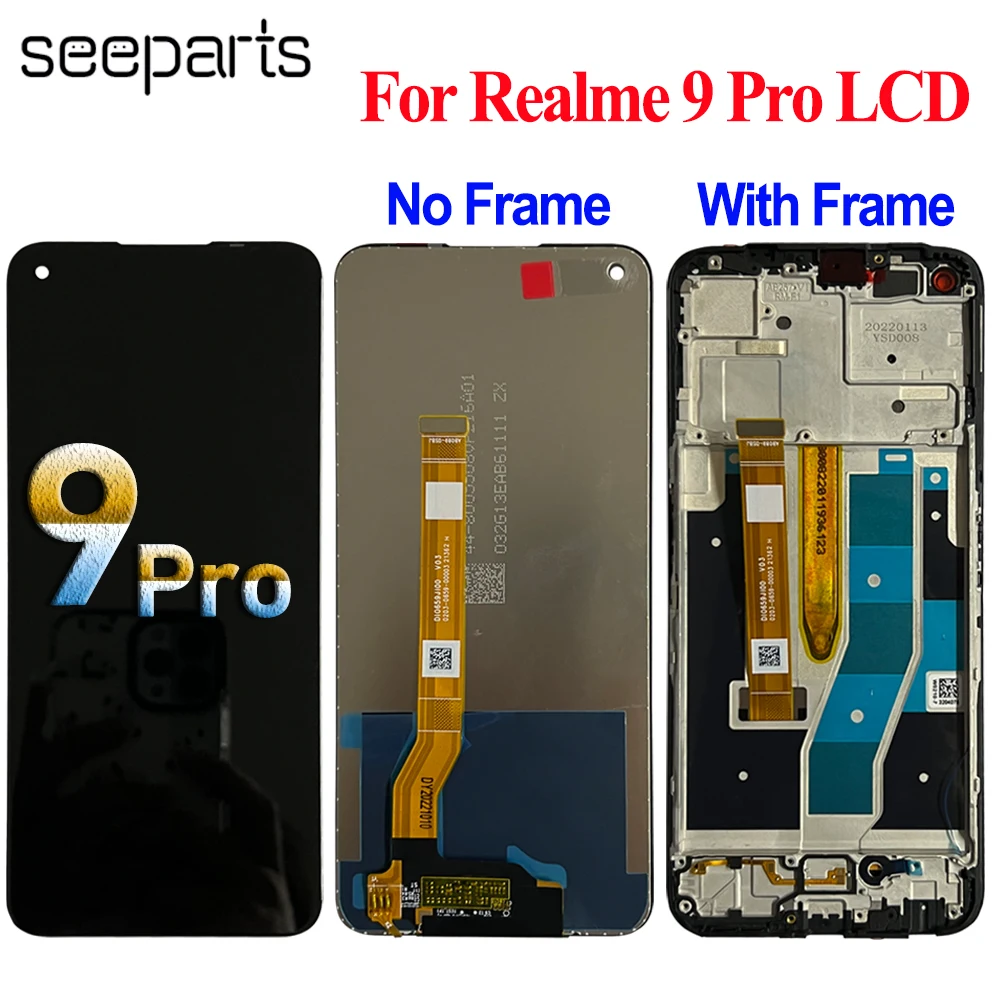 

For Oppo Realme 9 Pro 9Pro LCD Frame Display Screen Touch Screen Panel Digitizer With Frame For Realme9 Pro RMX3471 RMX3472 LCD