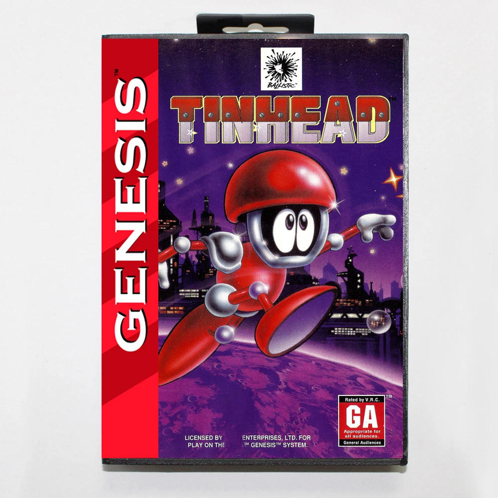 Tinhead MD Game Card with Custom US Box for 16 Bit Sega Megadrive Genesis Console