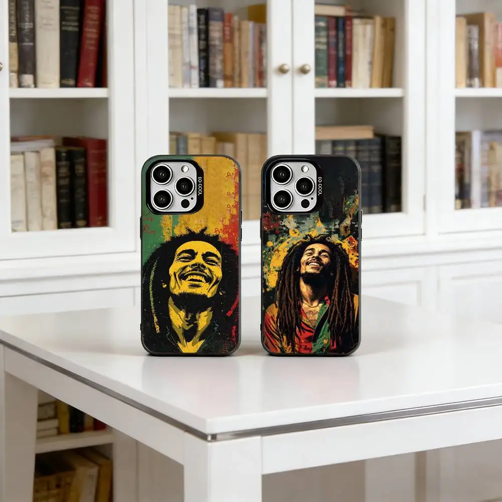 

Singer B-Bob Marley Phone Case For iPhone 17,16,15,14,13,12,11 Plus,Pro Max,XS,Colored Silver Plated Inside Cover