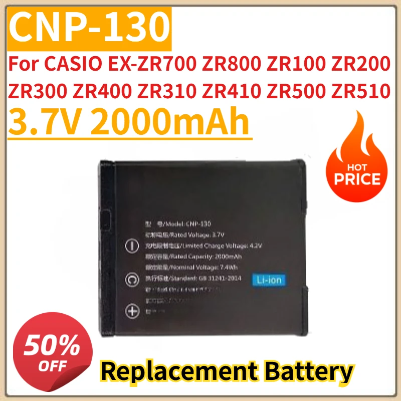 

New 3.7V 2000mAh Camera Battery NP-130 CNP-130 CNP130 For CASIO EX-ZR700 ZR800 ZR100 ZR200 ZR300 ZR400 ZR310 ZR410 ZR500 ZR510