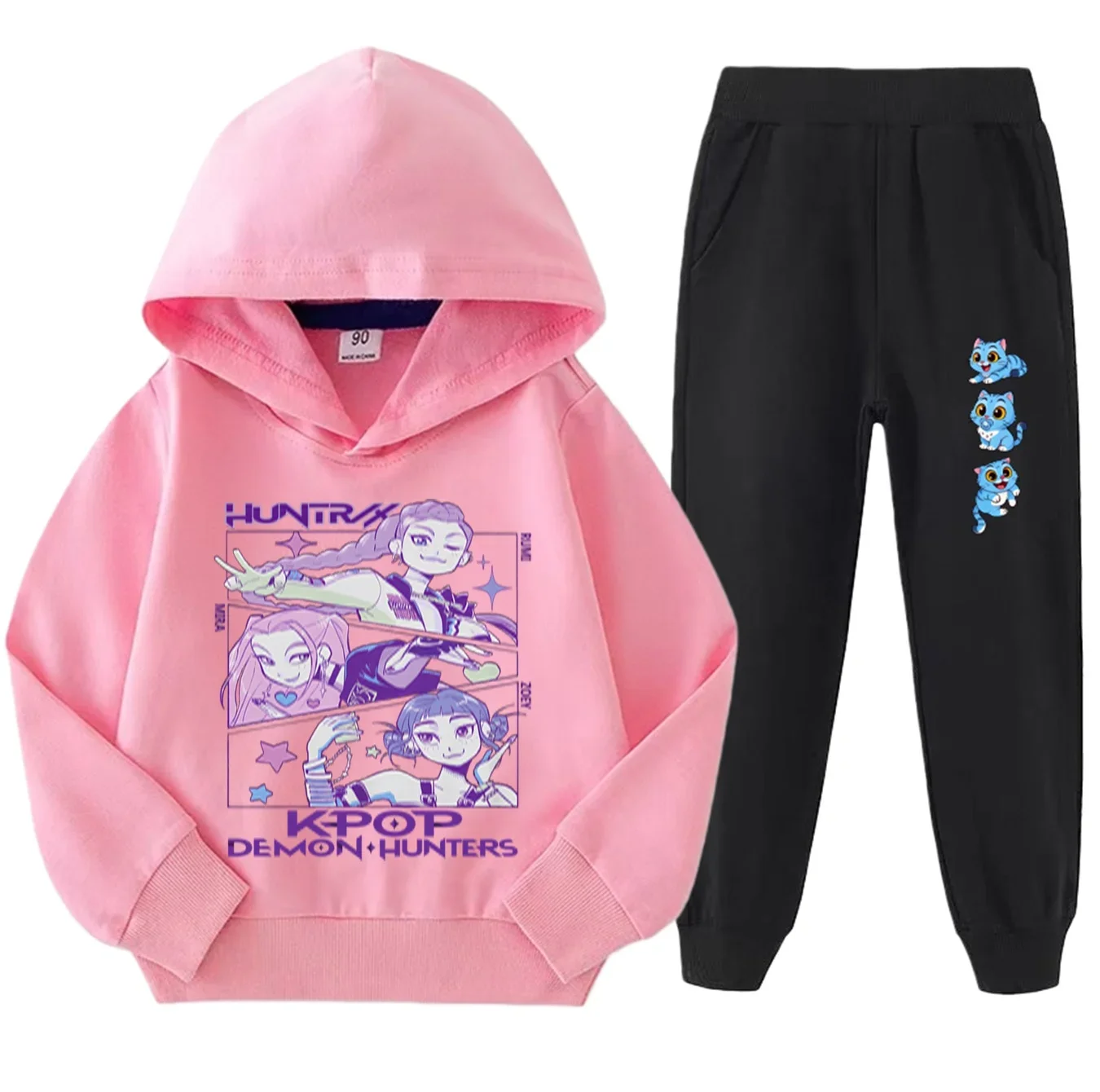 Kpop Demon Hunters Conjuntos para niños Conjunto a juego para niños de moda, diseño de dibujos animados góticos, Idea de regalo de cumpleaños