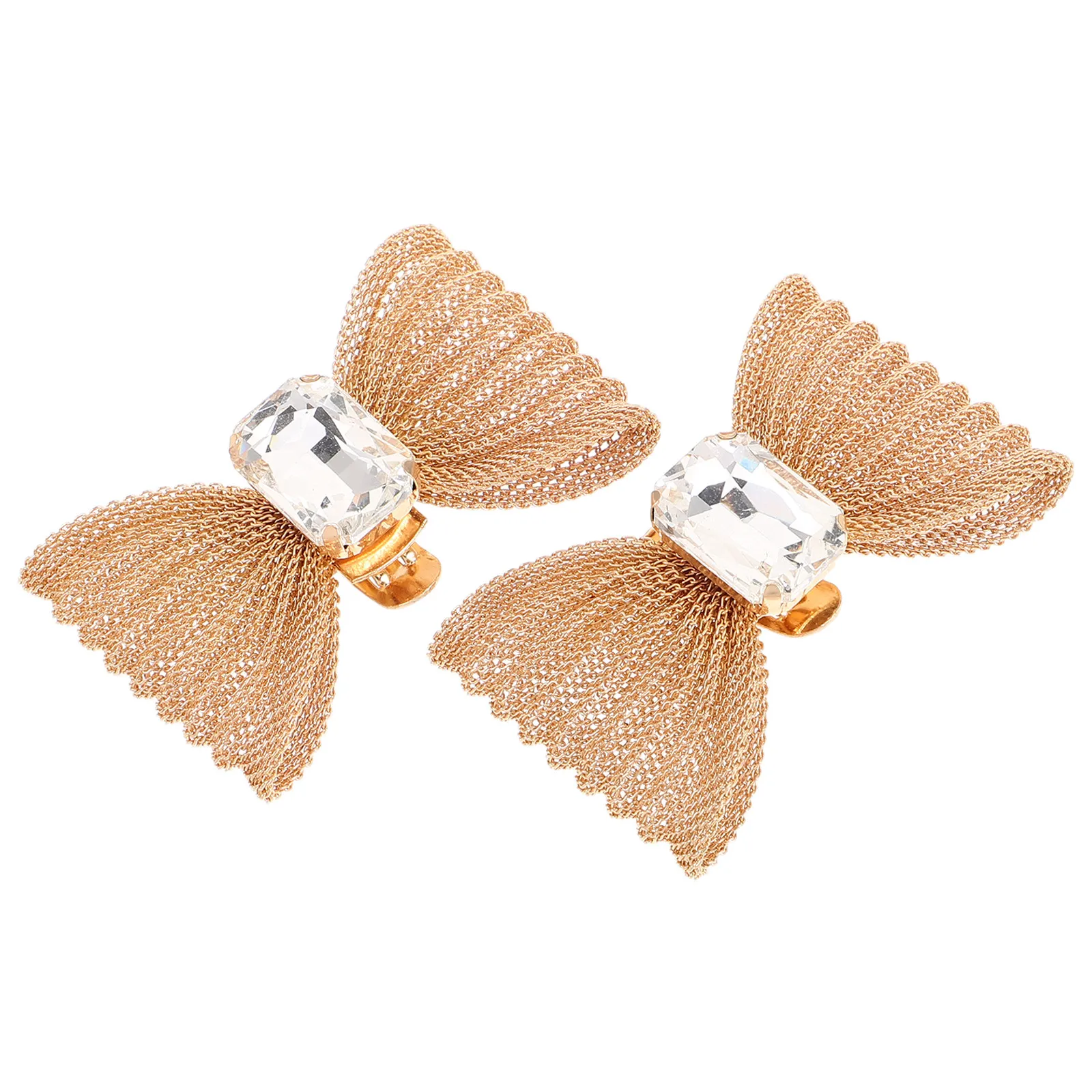 

2Pcs Alloy Bow Detachable Shoe Buckles High Heel Clips Elegant Rhinestone Shoe Accessories for Weddings Parties Women