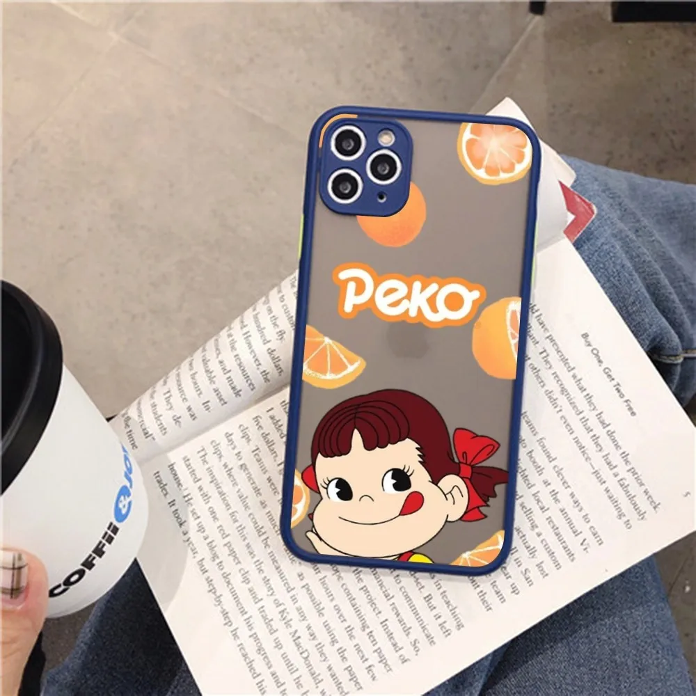 Cartoon Peko Chan Phone Case for iPhone 14 11 12 13 Mini Pro Max 8 7 Plus X XR XS MAX Translucent Matte Cover