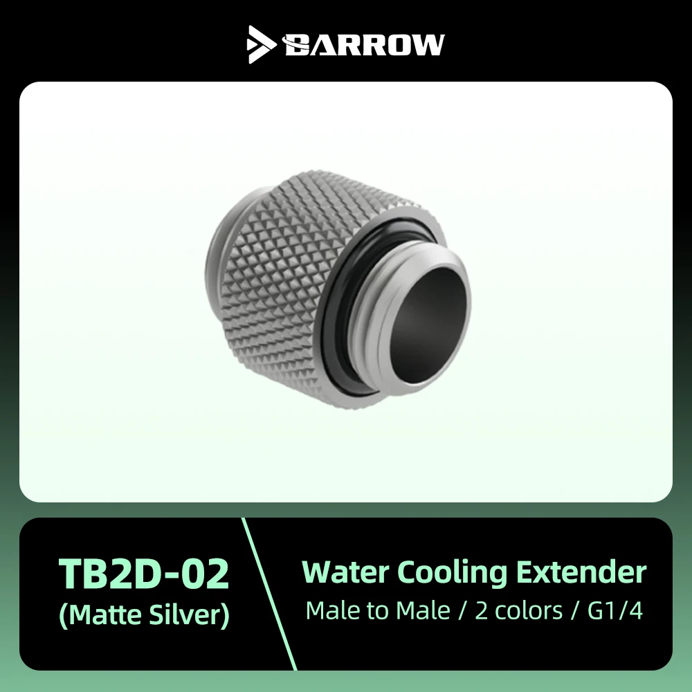 Barrow Water Cooling M-M Extender Matte Silver dual external thread connection double male adapter for PC Gaming Fluid TB2D-02