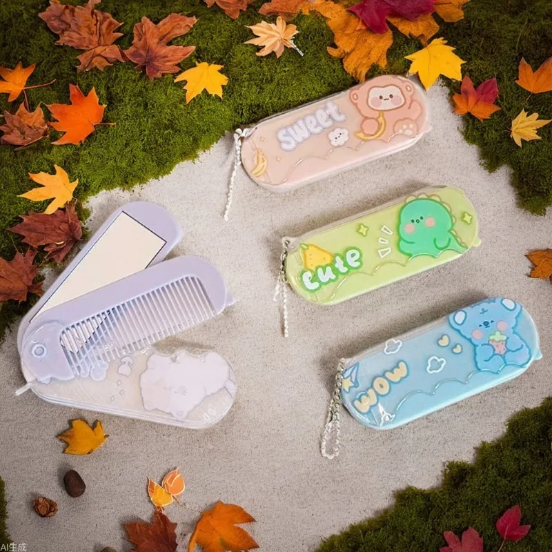 

Складная мини-расческа с героями мультфильмов, креативная зеркальная расческа, 2 в 1, удобный набор для путешествий на открытом воздухе, парикмахерские аксессуары Расческа Для Волос