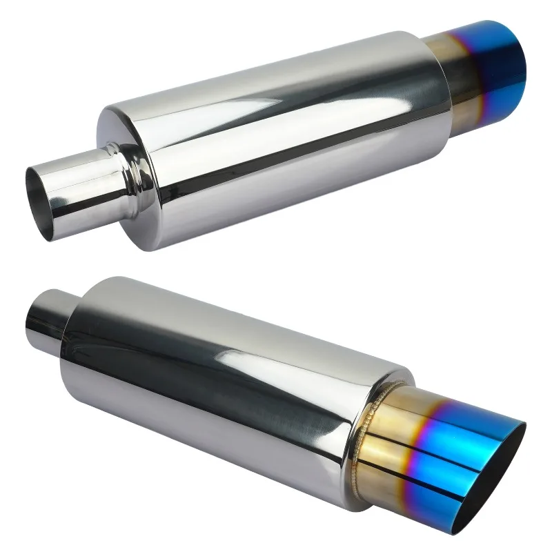 

Car exhaust pipe decorative modification tail throat 63mm stainless steel straight row drum roasting blue silv