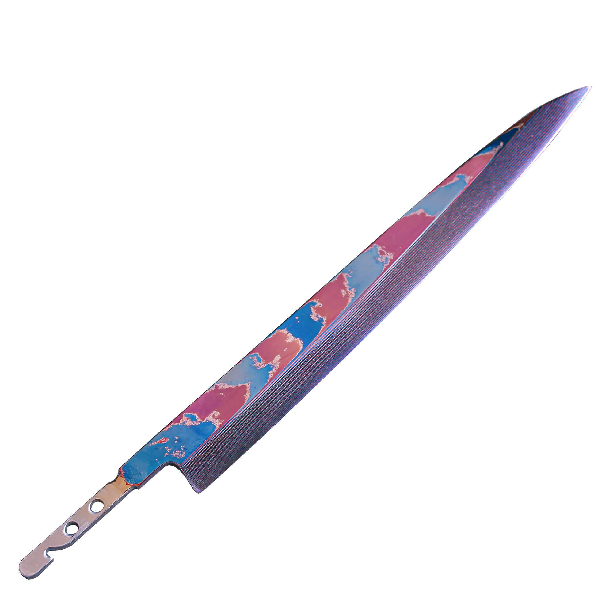 Timascus Sashimi knife blade Titanium Damascus steel chef knife blade blank kitchen knife making kit no handle