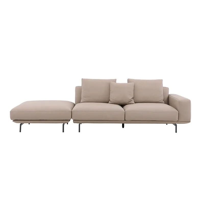 #Italian Minimalist Leather Sofa Head Layer Cowhide Nordic Modern Living Room Direct Sofa