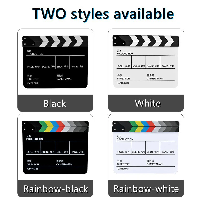 Selens Newest Clapperboard Director Video Scene Clapper Board Dry Erase Director Movie Film Action Slate Clap Photography Props