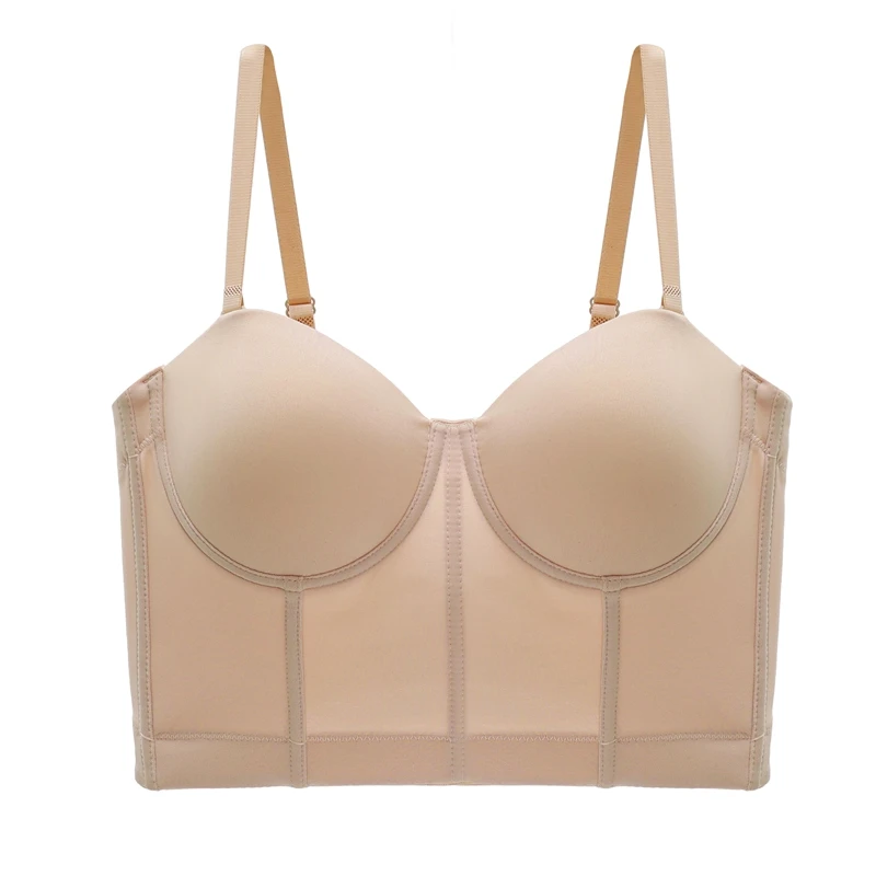 

2024 New French Beige Black Red White Bras Sexy Strapless Bra With Underwear Pads ABC Cup Lingerie For Women