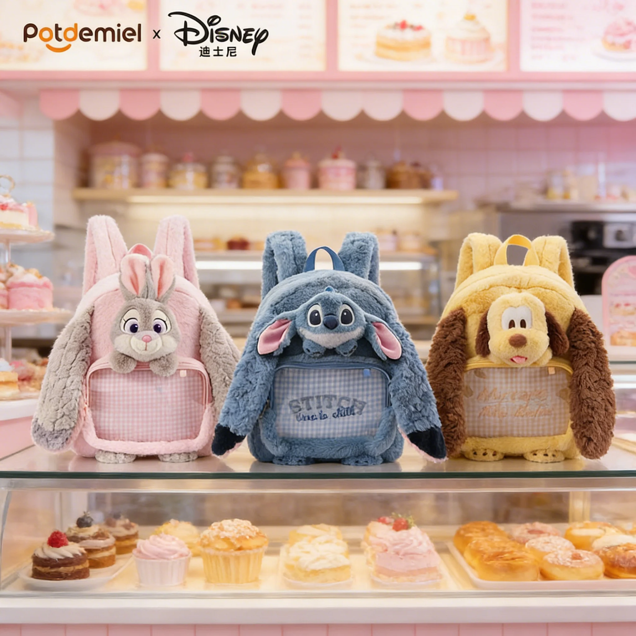 

Official Licensed Disney Plush Backpack Cute Cartoon Stitch Judy Pluto Fuzzy Bag For Kids Girls Daily Use Gift