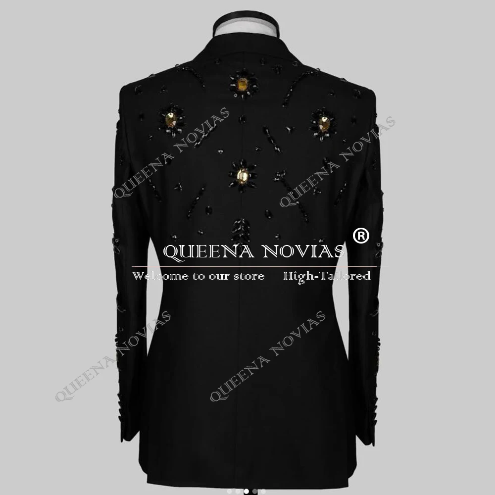 Smoking da sposo da sposa strass perline pietre blazer da ballo abiti personalizzati uomo 2 pezzi uomo abiti da banchetto trajes para hombre