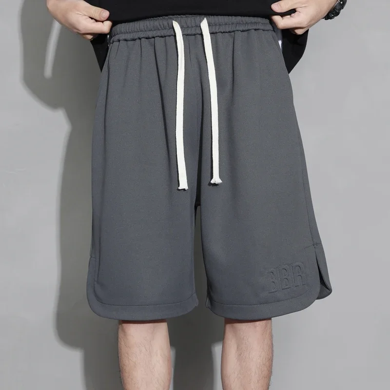 2024 Summer Men Solid Color Cargo Shorts Elastic Waist Thin Loose Pockets Outwear Keep Cooling Drawstring Shorts Pants Clothes