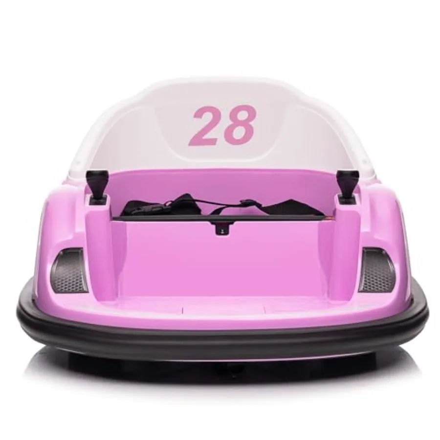 

12V Ride On Bumper Car for Pink Electric Bumping Car with Remote Control Battery Display 360 Degree Spin LED Lights Music Toddl