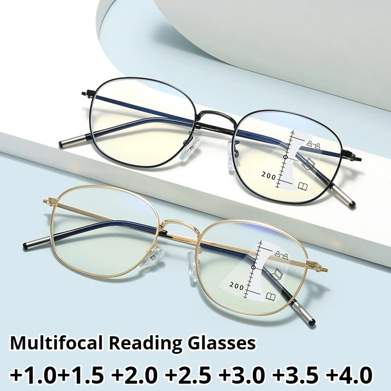 

Men's and Women's New Fashion Multifocal Reading Presbyopia Glasses Neutral Fashion Square Frame Anti-blue Light Reading Glasses