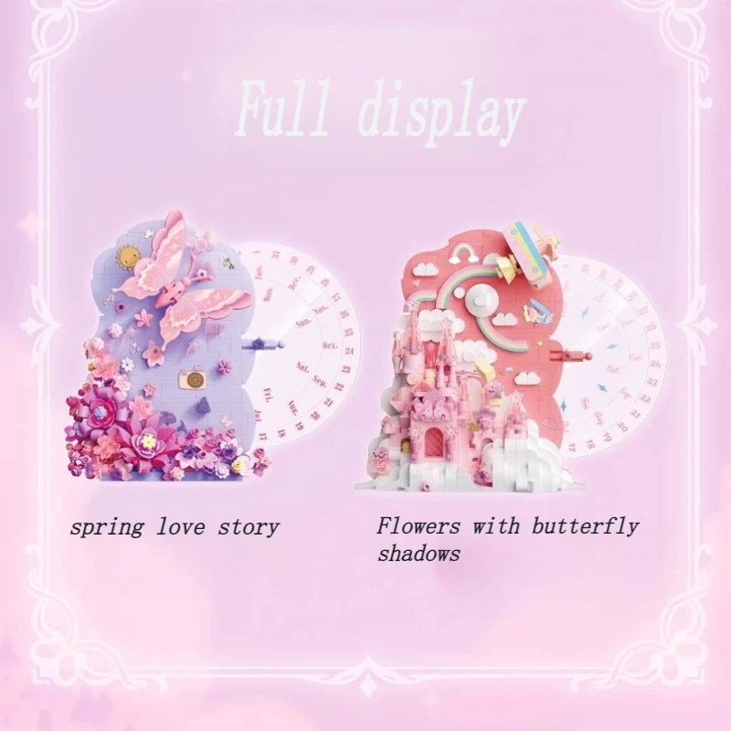 SEMBO اللبنات زهرة الحب الوقت التقويم الدائم تجميعها DIY اللعب الأبدية زهرة الحلي سلسلة هدايا عيد الميلاد