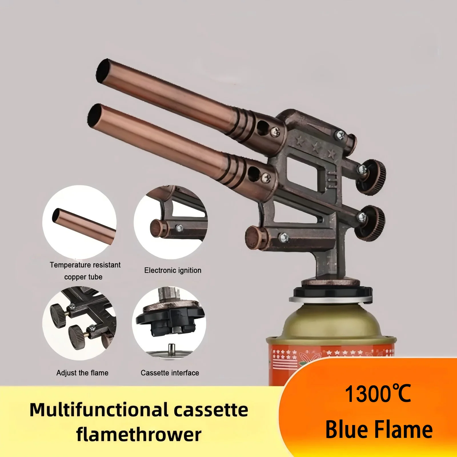 

Double Tube Copper Welding Gas Torch Nozzle Flame Gun Dual Electron Ignition Kitchen Lighter Butane Burner Welding Equipment