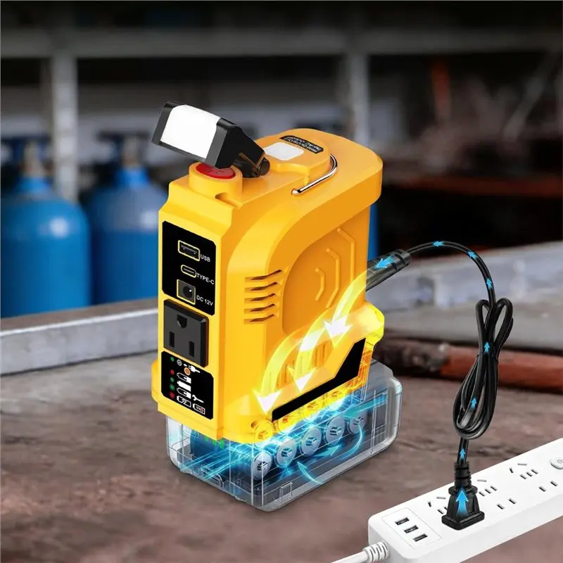Power Inverter 18V To 110V For Dewal 20V Battery USB-C US Plug