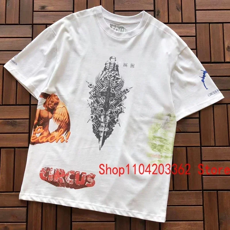 

American Style High Street Cactus Jack T-shirt Men Women Hip Hop Retro Loose Tshirt Summer Trend New Cotton Utopia Short Sleeve