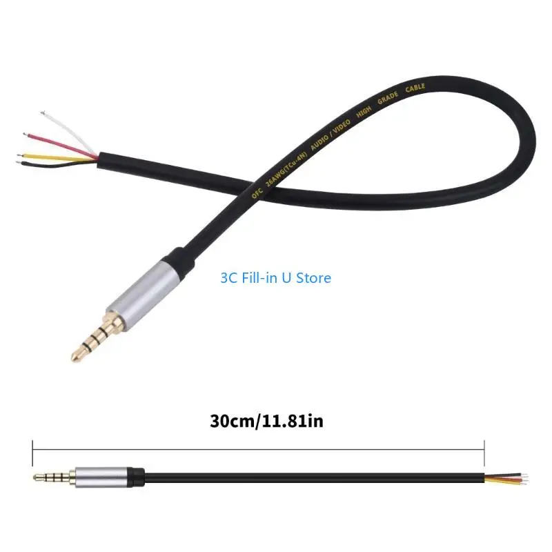 G8TA 3,5 мм 1/8 -дюймовый TRRS Стерео мужские заглушки для открытого провода кабель Audios с открытым концом 30 см 30 см.