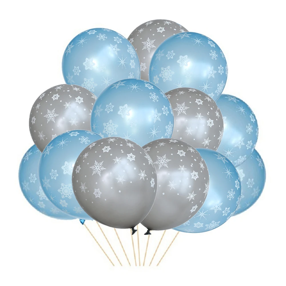 10/15/20 stücke Blau Silber Transparent Schneeflocke Latex Ballons Eis Schnee Prinzessin Party Mädchen Geburtstag Party Decor Winter luft Globos – Detail 7