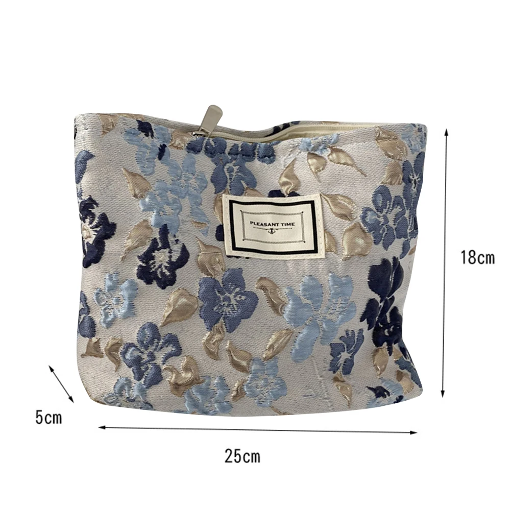 Relief Flowers Makeup Pockets Large Capacity Simple Mobile Phone Bag Portable Multi-function Fashion Casual for Weekend Vacation