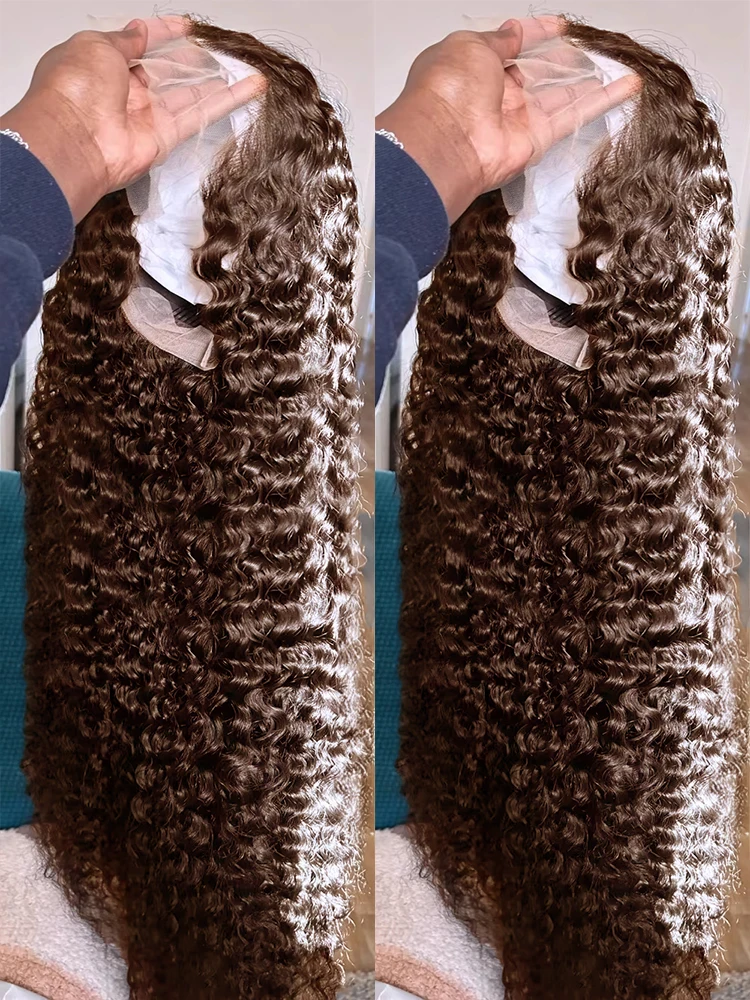 

40 Inch Human Hair Wig Deep Wave 13x6 Hd Lace Frontal Human Hair Water Wave 100 Lace Front Wigs Chocolate Brown Curly Wigs Women