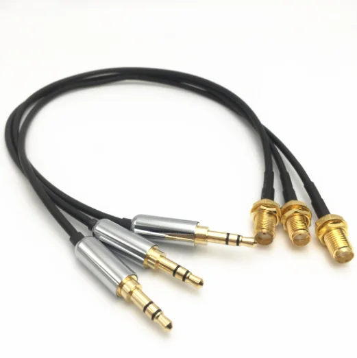 SMA Female Jack to 3.5mm Dual Channel Stereo Male Plug 50 Ohm RG174 Pigtail RF Coax Patch Cable