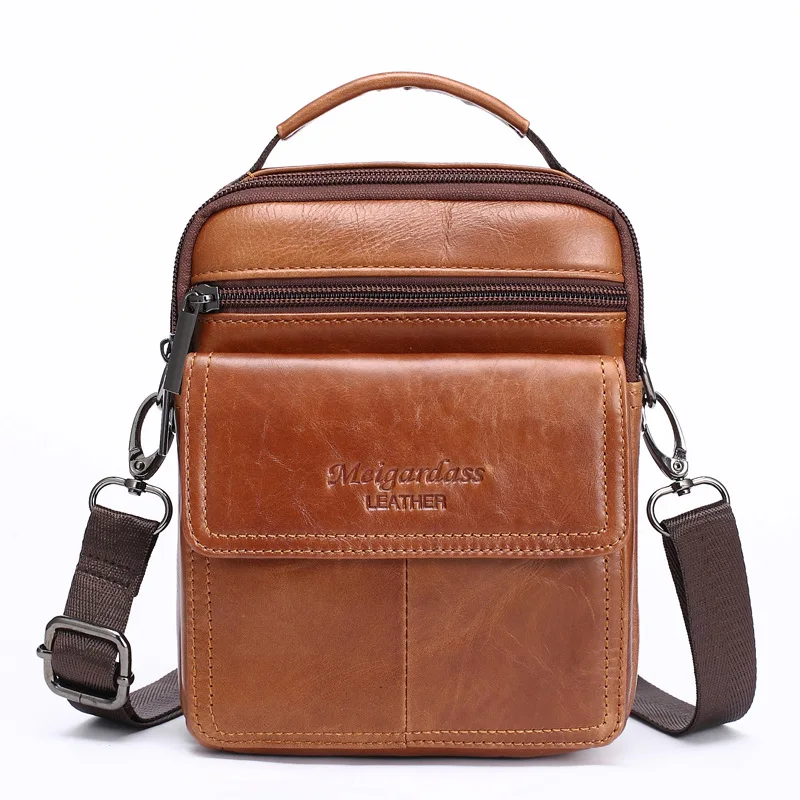 Vintage Genuine Leather Men's Shoulder Bag High Quality Cowhide Male Messenger Bag Mini Casual Crossbody Bag Fashion Handbag