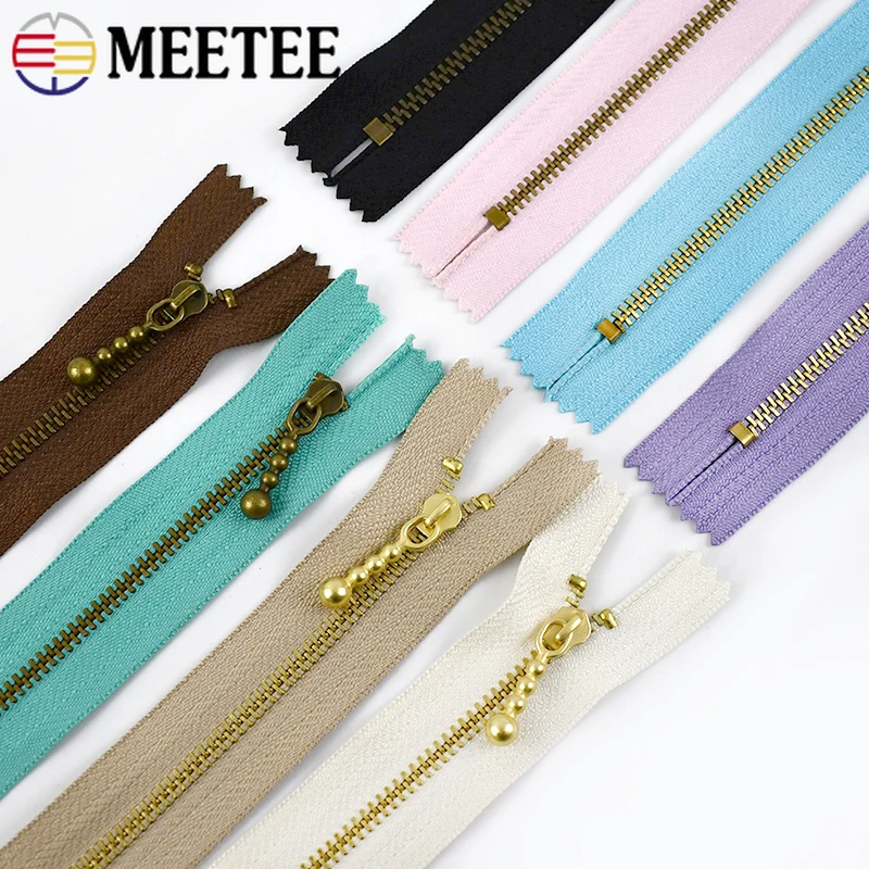 5/10Pcs Meetee 3# Metal Zippers 12-40cm Close-end Zip Closure for Purse Shoes Bags Zipper Repair Kit Sewing Accessories