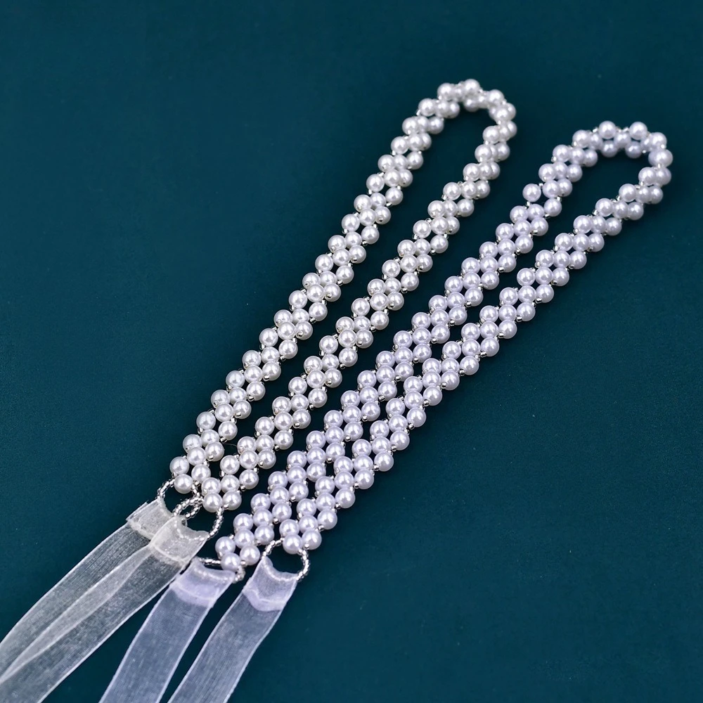 Simple Pearl Waist Chain Girdle Bridal Belt Chiffon Thin Wedding Belt for Wedding Dress Wedding Accessories pasek do sukienki - zdjęcie 1