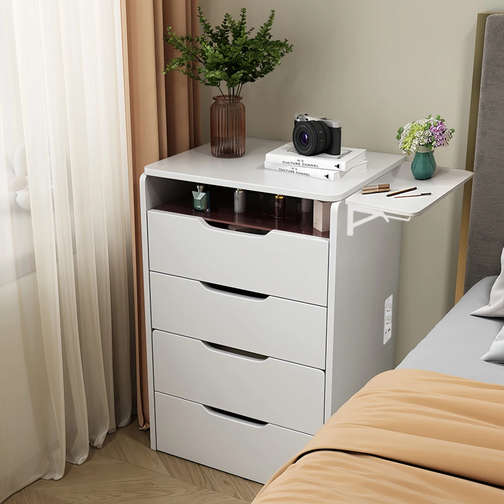 Meja Rias Rias Panel Tersembunyi Stasiun Pengisian Daya Set Rias 3 Laci Lampu Meja Rias Kompak Bangku Tersembunyi