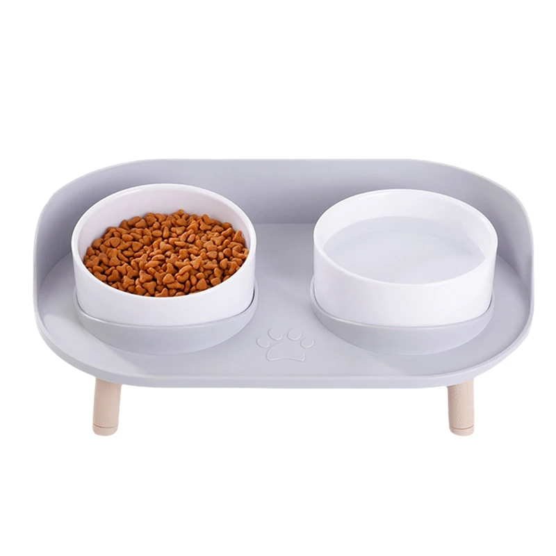 Feeder Pet Anti-Knock Double Bowl Feeder Cat Dog Drinking Water Feeder Cervical Protection Pet Supplies